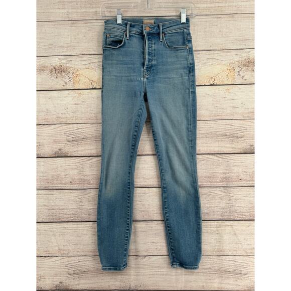 Mother The Super Stunner Ankle Double Vision Heart Jeans Womens 24 Blue - Picture 2 of 11